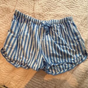 Lake Pajamas Sleep Shorts Light Blue and White Striped XL Cotton Women